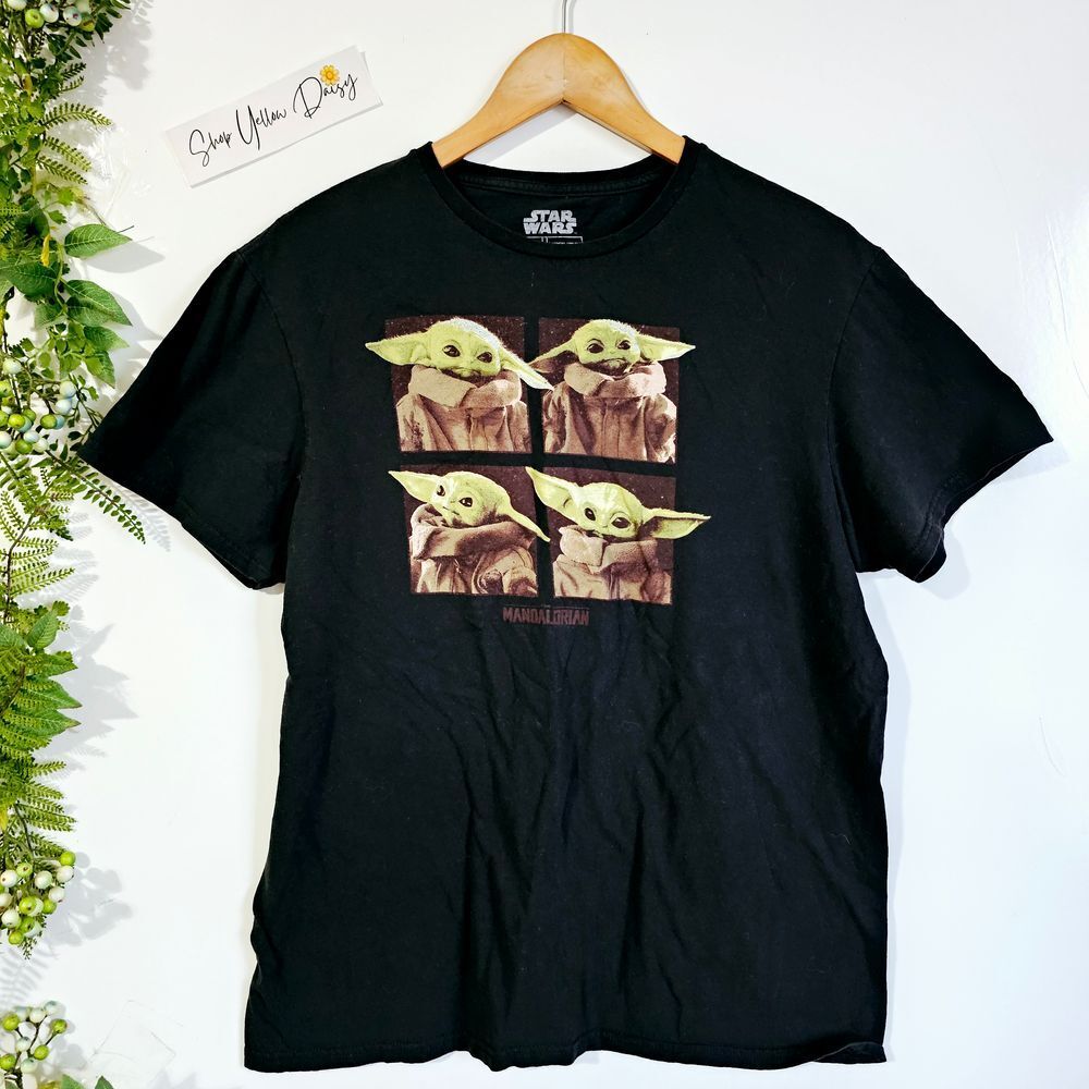 Vintage Star Wars Movie Mandalorian Baby Yoda Graphic Mens Tee Sz L -‎ Ts308.6